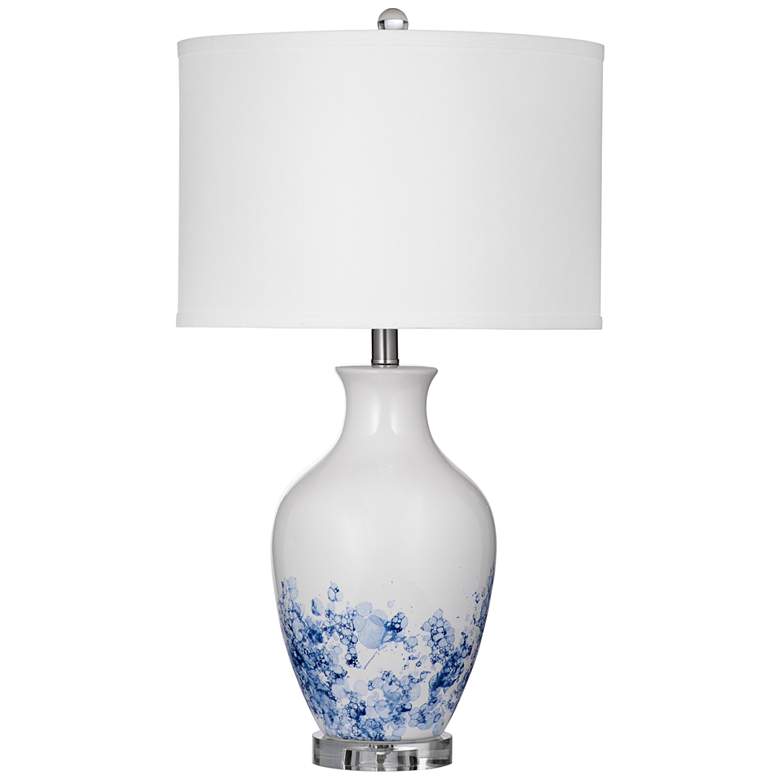 Image 2 Sirius Bubble Reactive Glaze White Blue Ceramic Table Lamp