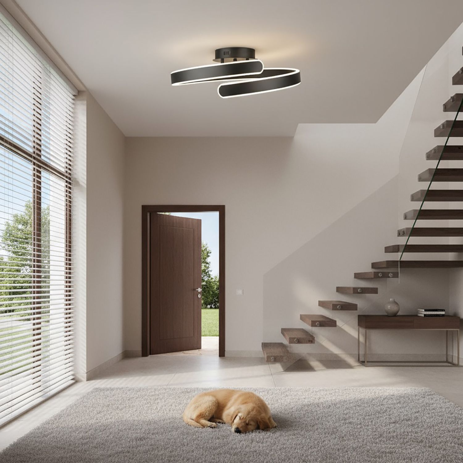 Image 5 Sirius Collection Integrated LED Semi-Flush Mount, Black more views