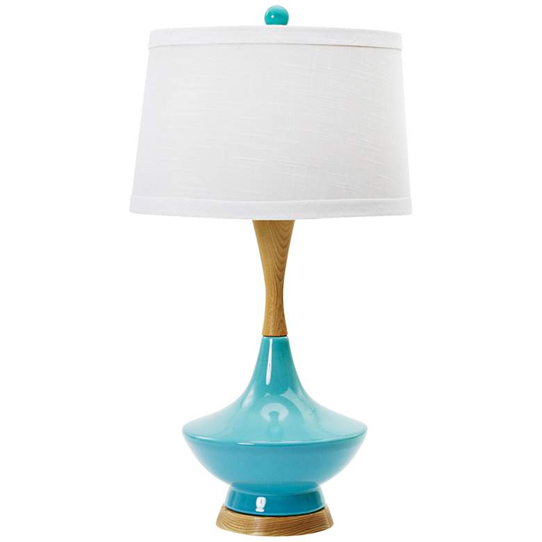 Image 1 Sirrus Spectra Blue Ceramic and Wood Table Lamp