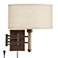 Sitka Bronze and Wood Plug-In Swing Arm Wall Lamp