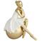 Sitting Ballerina 5 3/4" High Matte Gold and White Statue