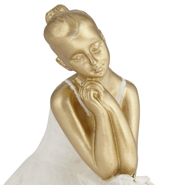 Image 2 Sitting Ballerina 5 3/4" High Matte Gold and White Statue more views