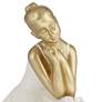 2_Sitting Ballerina 5 3/4" High Matte Gold and White Statue more views