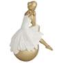 4_Sitting Ballerina 5 3/4" High Matte Gold and White Statue more views