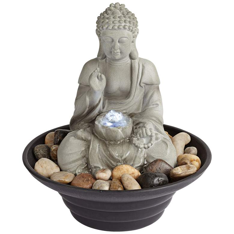 Image 3 Sitting Buddha 10" High LED Tabletop Zen Fountain