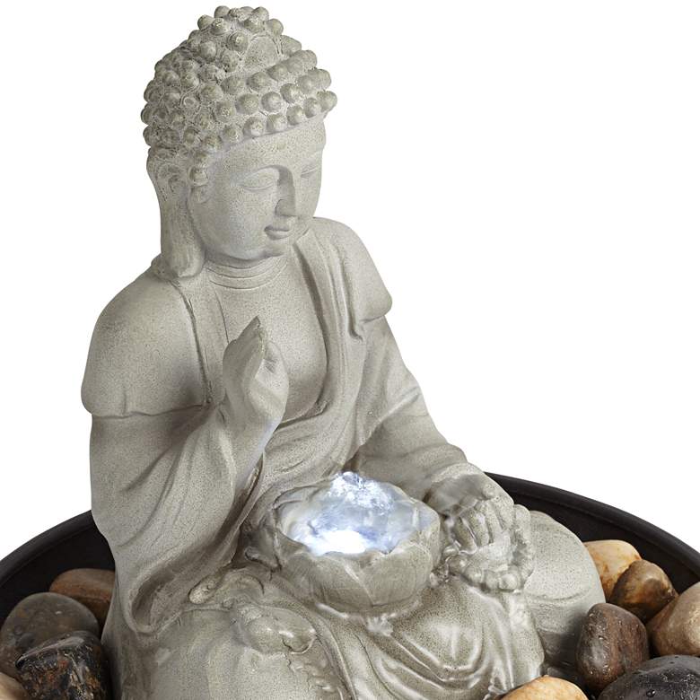 Image 4 Sitting Buddha 10 inch High LED Tabletop Zen Fountain more views