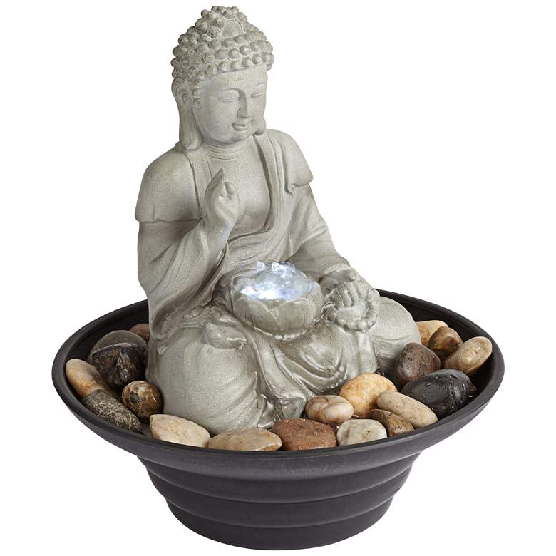Image 5 Sitting Buddha 10" High LED Tabletop Zen Fountain more views