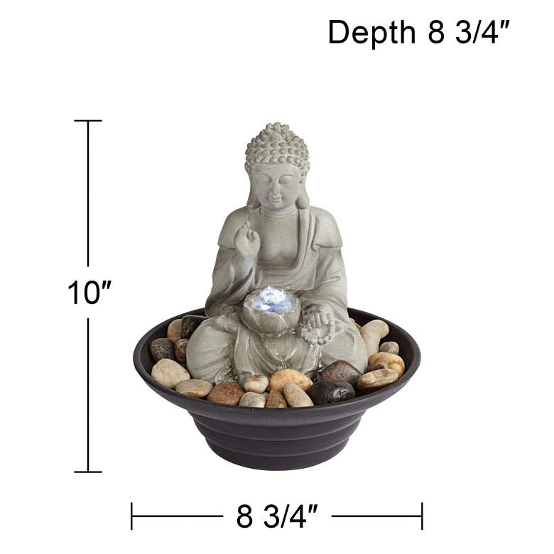 Image 6 Sitting Buddha 10" High LED Tabletop Zen Fountain more views