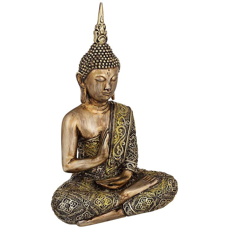 Image 1 Sitting Buddha 14 1/2 inch High Sculpture in Gold