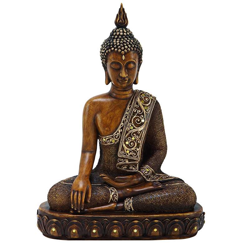 Image 1 Sitting Buddha 15" High Faux Stone Indoor Statue