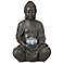Sitting Buddha 19 1/2" Garden Sculpture with Solar Powered LED Light