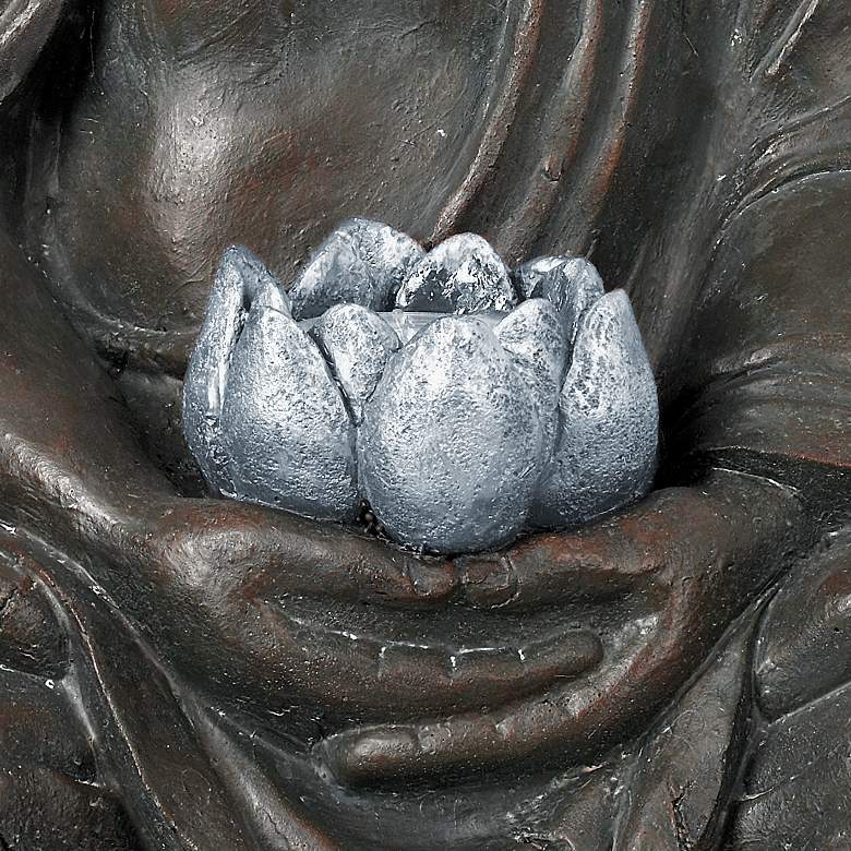 Image 3 Sitting Buddha 19 1/2" Garden Sculpture with Solar Powered LED Light more views