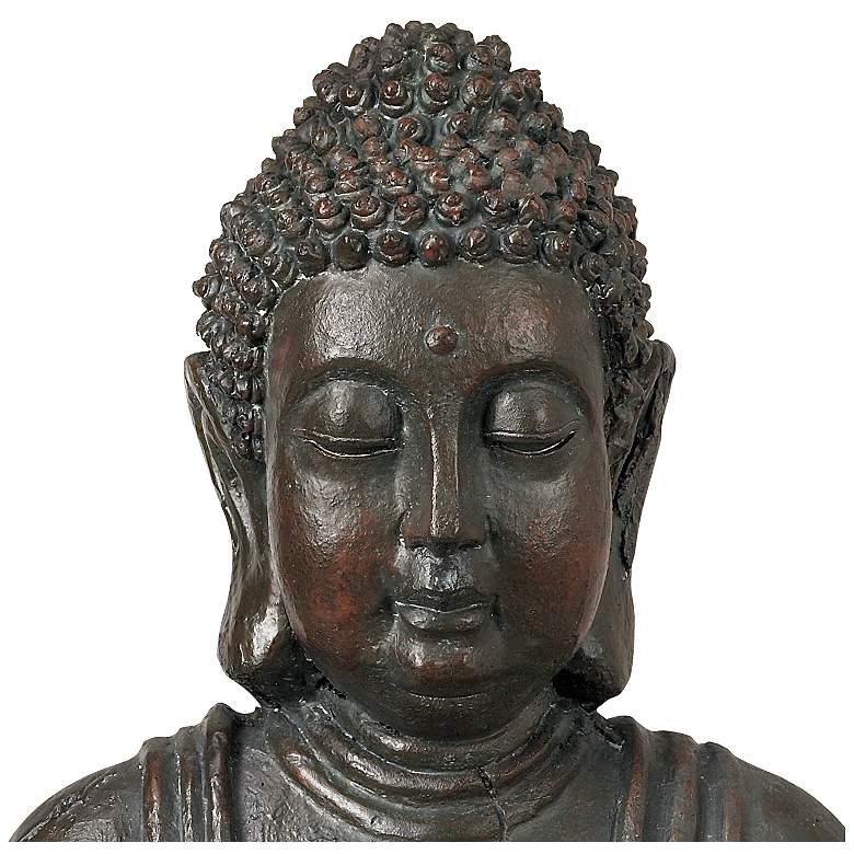 Image 5 Sitting Buddha 19 1/2" Garden Sculpture with Solar Powered LED Light more views