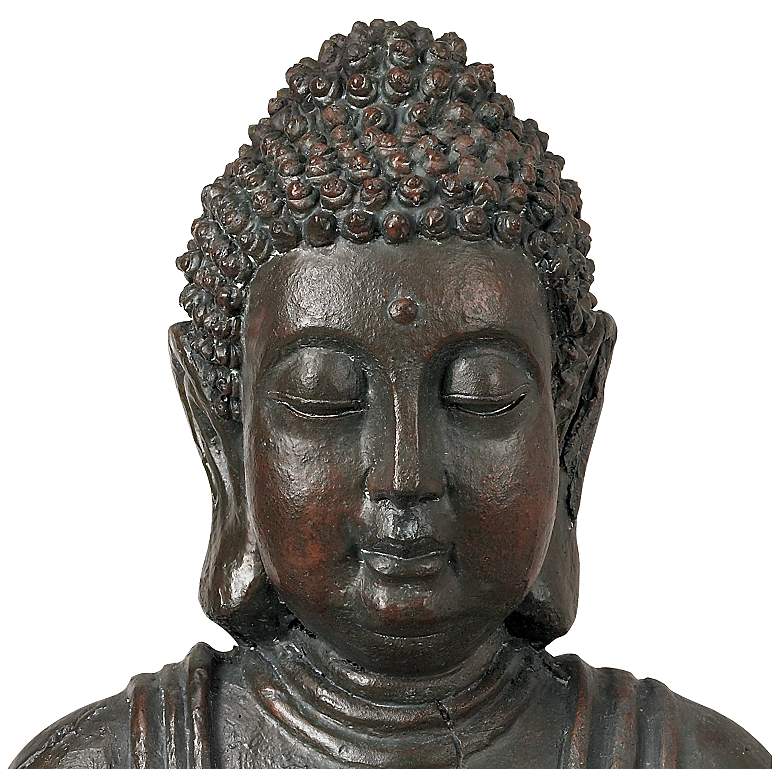 Image 5 Sitting Buddha 19 1/2" High Sculpture with Solar Powered LED more views