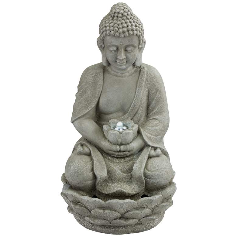 Image 5 Sitting Buddha 22" High LED Faux Stone Outdoor Fountain more views