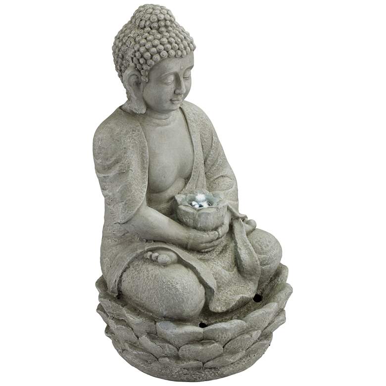 Image 6 Sitting Buddha 22 inch High LED Faux Stone Outdoor Fountain more views