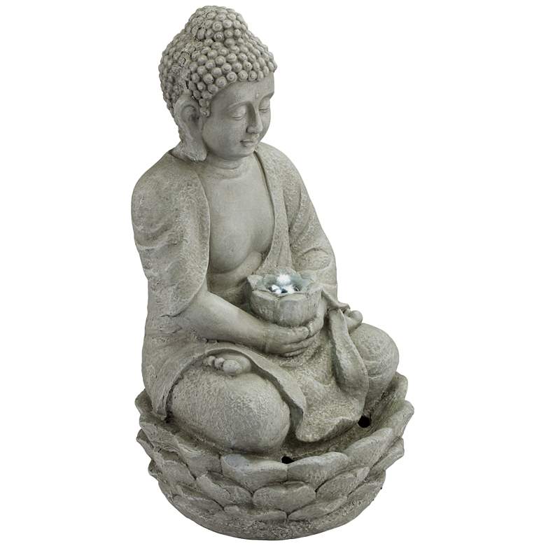 Image 6 Sitting Buddha 22" High LED Faux Stone Outdoor Fountain more views