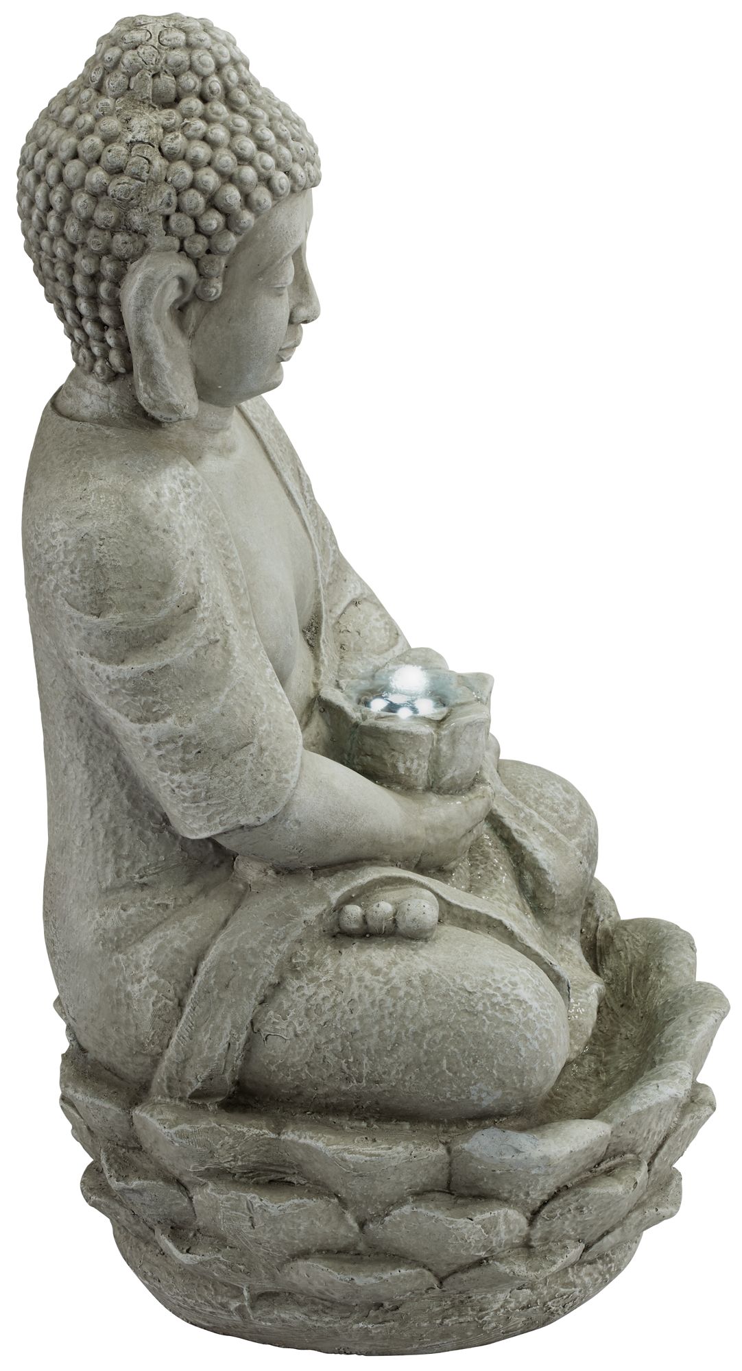 Sitting Buddha LED Faux Stone Outdoor Fountain