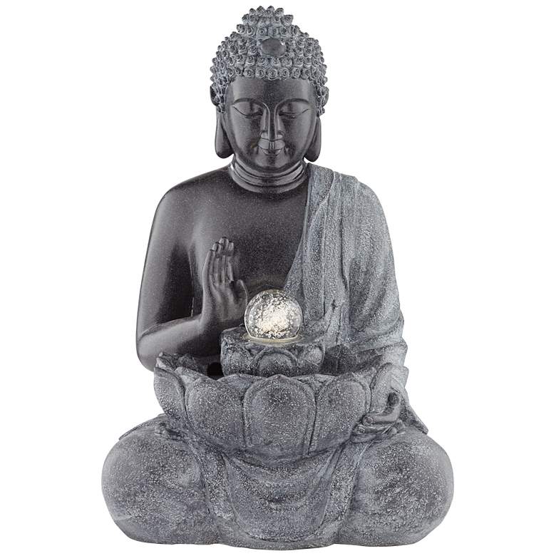 Image 2 Sitting Buddha 28" High Stone Finish LED Water Fountain