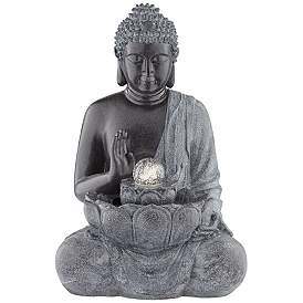 Image2 of Sitting Buddha 28" High Stone Finish LED Water Fountain
