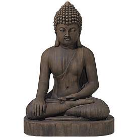Image2 of Sitting Buddha 29 1/2" High Dark Sandstone Outdoor Statue