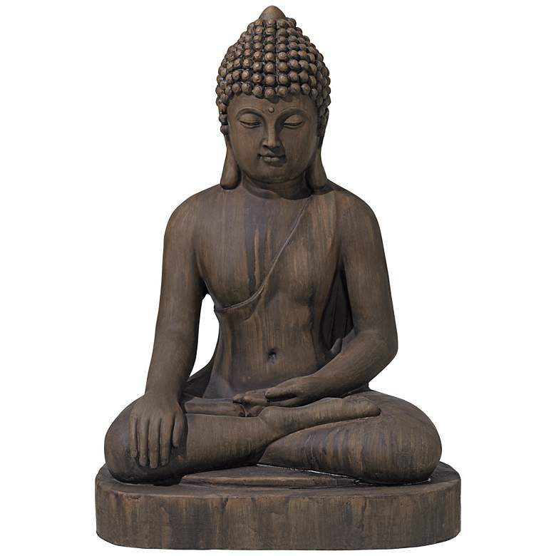 Sitting Buddha 29 1/2&quot; High Dark Sandstone Outdoor Statue