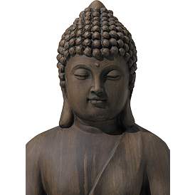 Image3 of Sitting Buddha 29 1/2" High Dark Sandstone Outdoor Statue more views