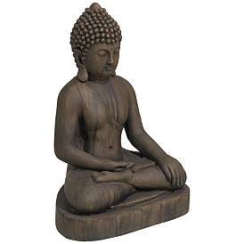 Image4 of Sitting Buddha 29 1/2" High Dark Sandstone Outdoor Statue more views