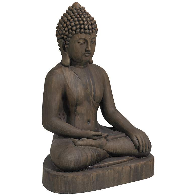 Image 6 Sitting Buddha 29 1/2 inch High Dark Sandstone Outdoor Statue more views