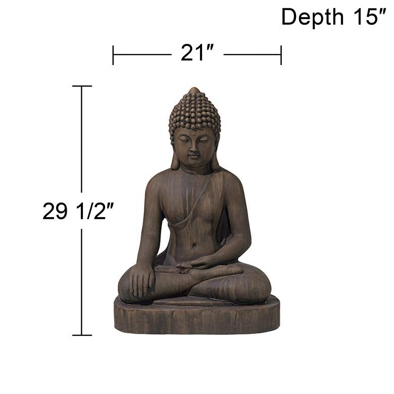 Image 7 Sitting Buddha 29 1/2 inch High Dark Sandstone Outdoor Statue more views