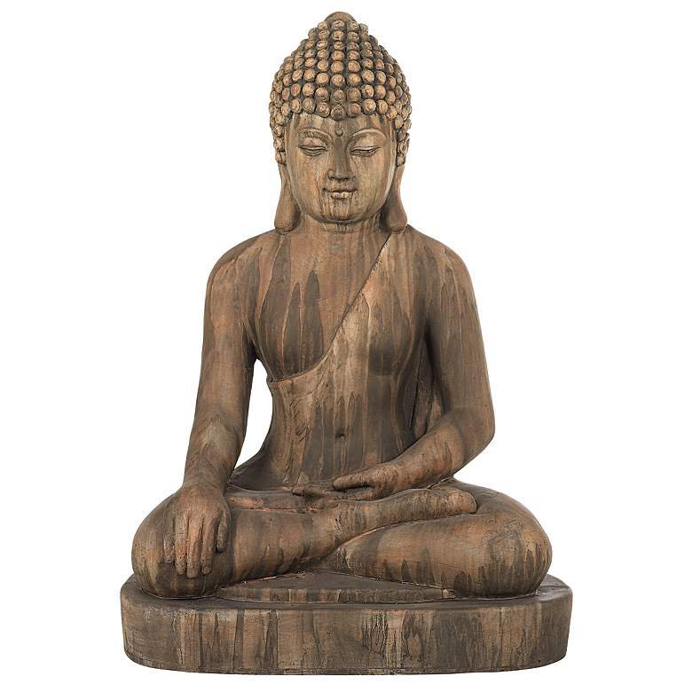Image 2 Sitting Buddha 29 1/2 inch High Light Sandstone Outdoor Statue
