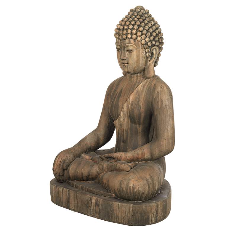 Image 6 Sitting Buddha 29 1/2 inch High Light Sandstone Outdoor Statue more views