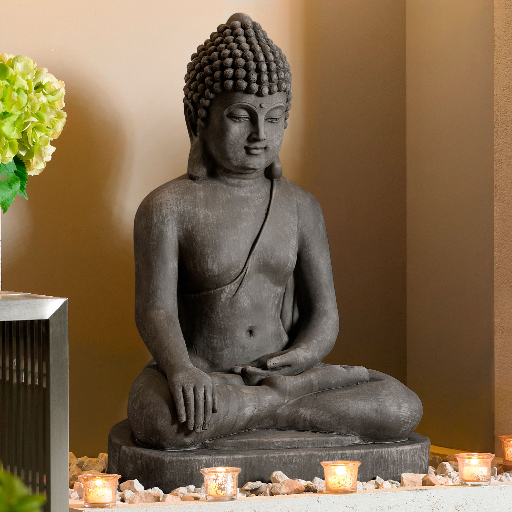 Sitting Buddha 29 1/2" High Sandstone Outdoor Statue