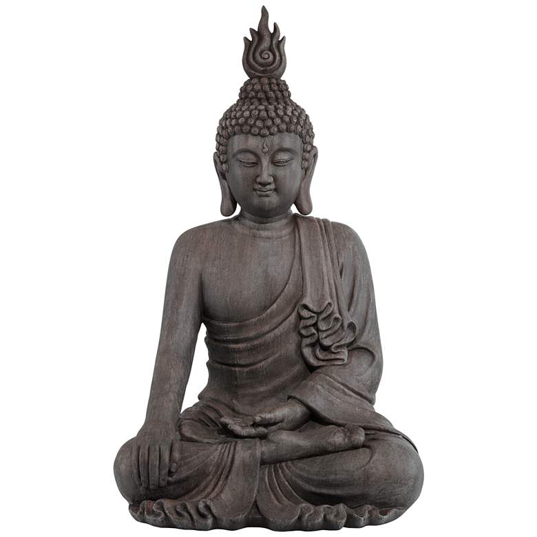 Image 2 Sitting Buddha 42" High Gray Indoor-Outdoor Statue