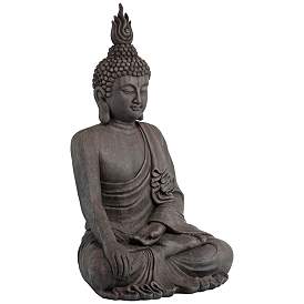 Image5 of Sitting Buddha 42" High Gray Indoor-Outdoor Statue more views