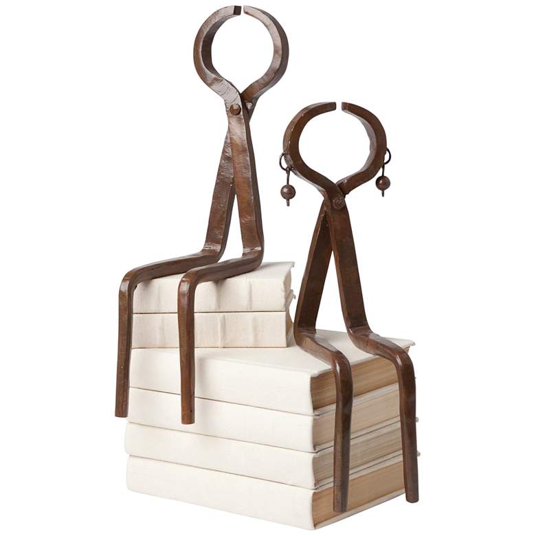 Image 2 Sitting Couple 18" High Brown Iron Sculpture