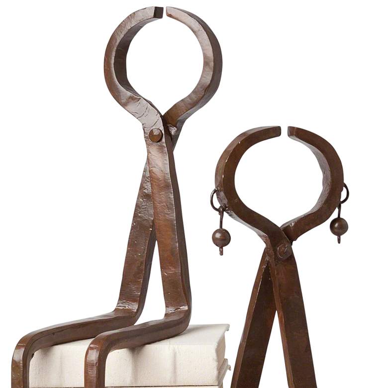 Image 3 Sitting Couple 18" High Brown Iron Sculpture more views