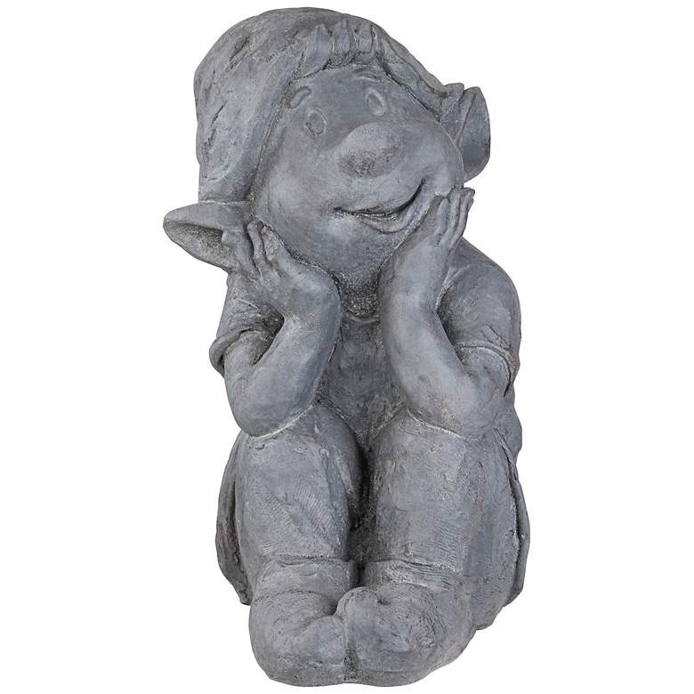 Image 1 Sitting Gnome 13 inch High Gray Garden Accent