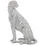 Sitting Leopard 16" High Silver Sculpture