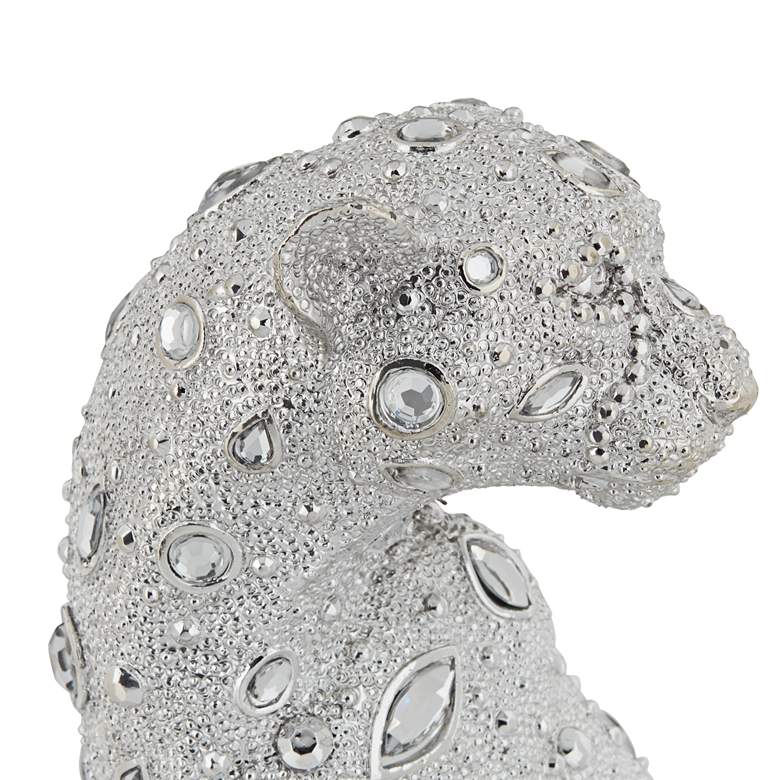 Image 3 Sitting Leopard 16" High Silver Sculpture more views