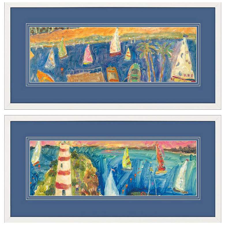 Image 1 Sitting on the Dock 31"W x 15"H Framed Art Set of 2