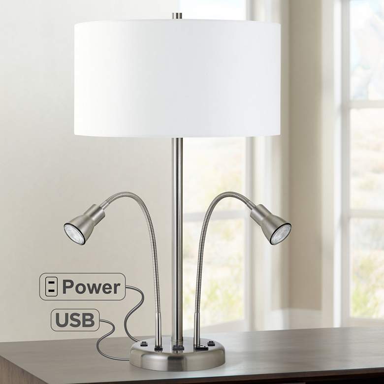 Image 1 Sivana Steel Desk Lamp with LED Reading Lights and USB Port