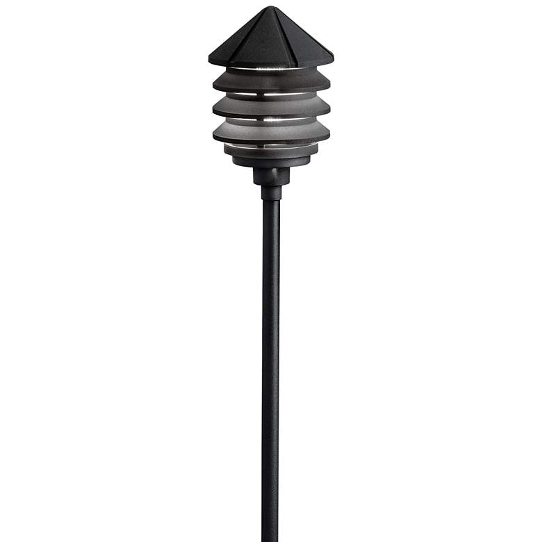 Image 2 Six Groove 9 1/2 inch High Black 3-Tier Landscape Path Light