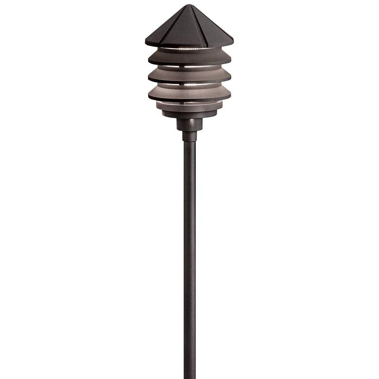 Image 1 Six Groove 9 1/2" High Bronze 3-Tier Landscape Path Light