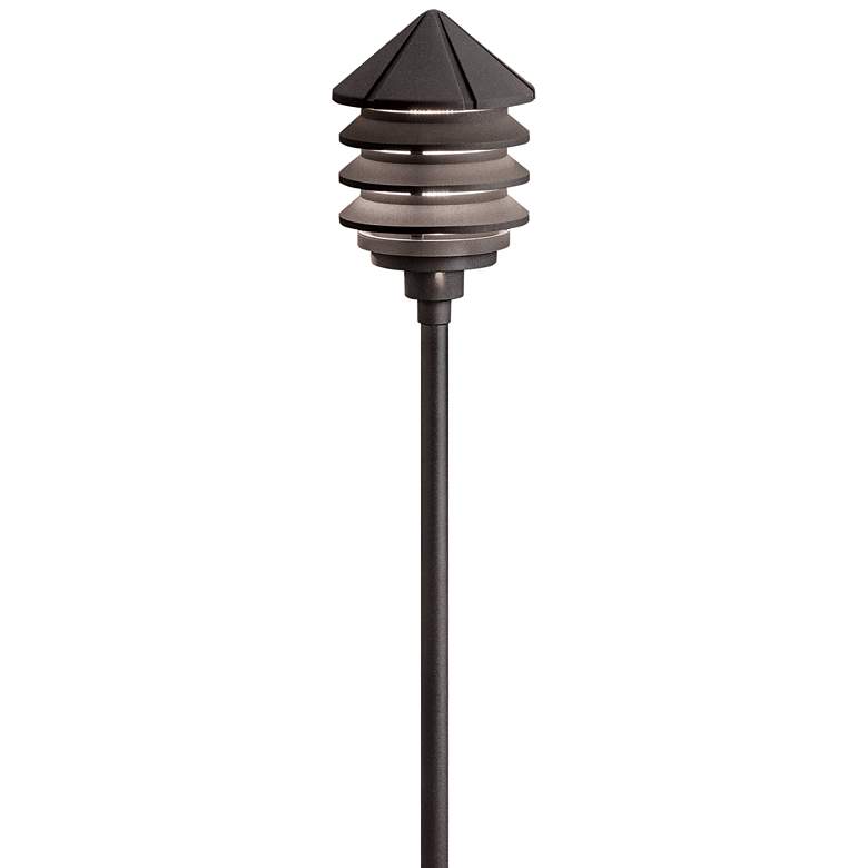 Image 1 Six Groove 9 1/2 inch High Bronze 3-Tier Landscape Path Light