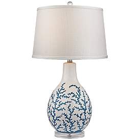 Image1 of Sixpenny Blue Coral White Ceramic Table Lamp
