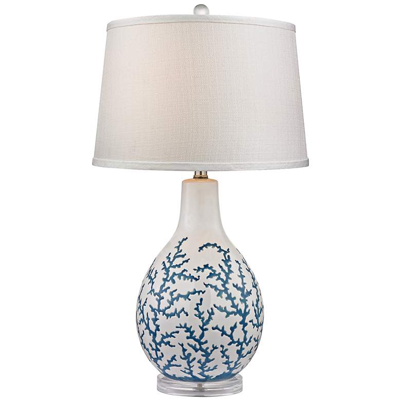 Image 1 Sixpenny Blue Coral White Ceramic Table Lamp