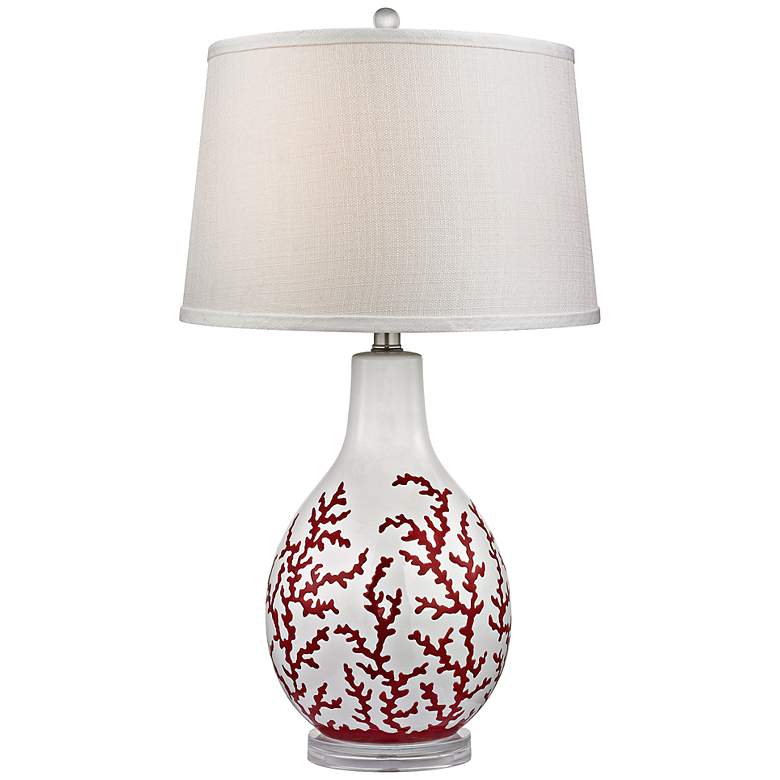 Image 1 Sixpenny Red Coral White Ceramic Table Lamp