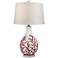 Sixpenny Red Coral White Ceramic Table Lamp
