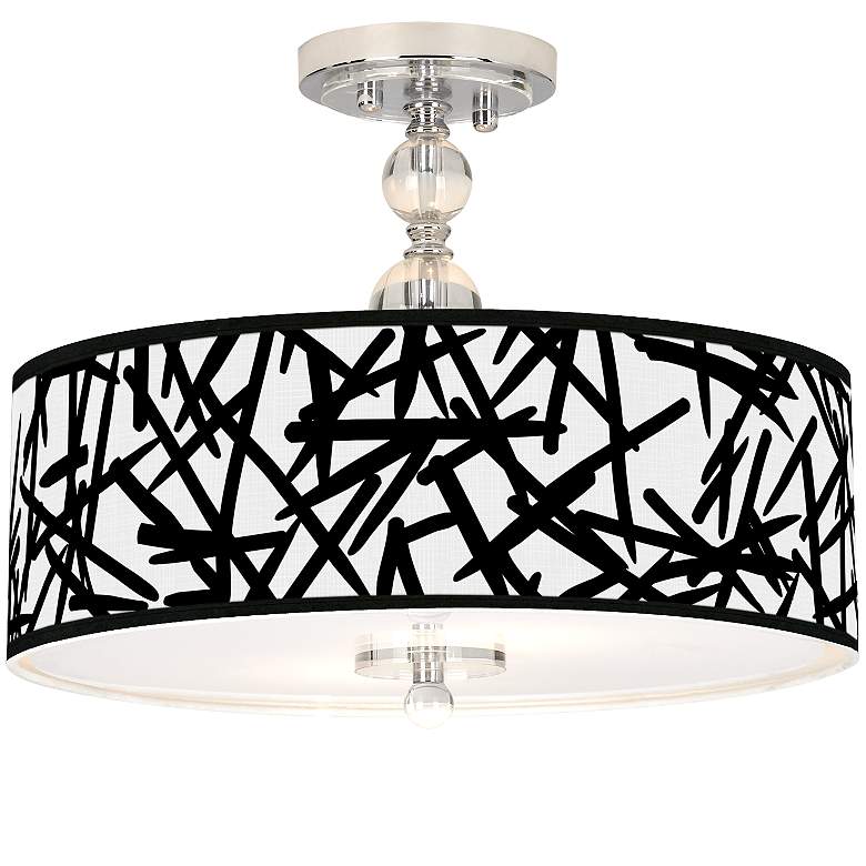 Image 1 Sketchy Giclee 16" Wide Semi-Flush Ceiling Light